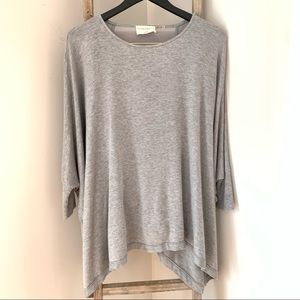 Alice + Olivia Stacey Bendet Air Grey Knit Oversized Tunic Silk Panel Back Xs/S
